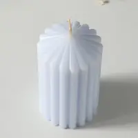 Свеча-цилиндр 7х14 см, 370 гр, рифлёная, лаванда