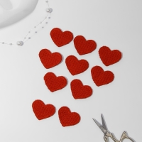 Вязаные элементы &laquo;Сердце&raquo;, 3,5 &times; 3 см, 10 шт, цвет красный
