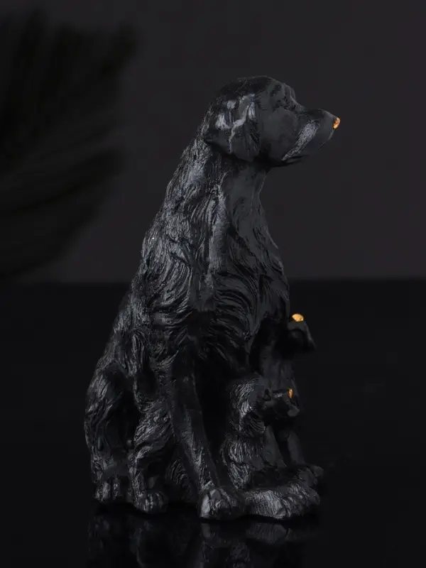 Фигура "Лабрадор с щенками", 10х7 см, черный