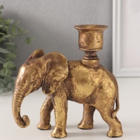 Подсвечник полистоун на 1 свечу "Индийский слон" золото 14х6х15 см