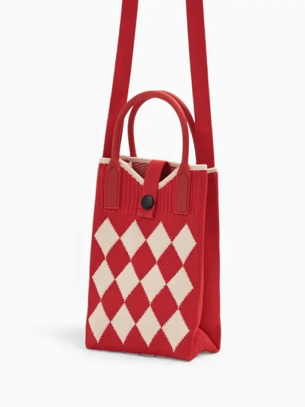 Сумка подр Ромбы, 12*4*17, отд на кнопке, дл ремень, красный