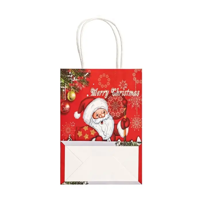 Пакет бумажный подарочный новогодний крафт &laquo;Дед Мороз с подарками&raquo; 120 г/м 15&times;8&times;21 см