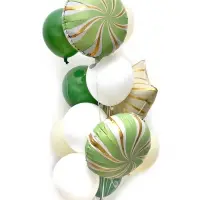 Воздушные шары "Зеленые грани" фольга, латекс, набор 12 штук