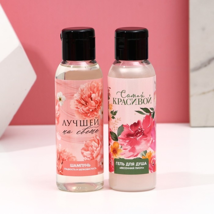 Подарочный набор ЧИСТОЕ СЧАСТЬЕ «С 8 Марта»: гель для душа и шампунь для волос, 2х100 мл Подарочный набор ЧИСТОЕ СЧАСТЬЕ «С 8 Марта»: гель для душа и шампунь для волос, 2х100 мл