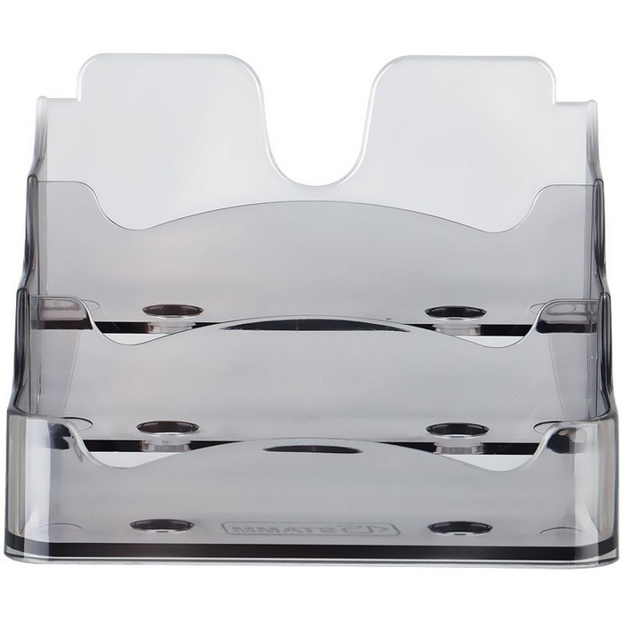 Подставка для визиток Стамм, 3 отделения, тонированная, серая