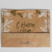 Пакет подарочный новогодний крафтовый горизонтальный «С Новым годом», L 40 х 31 х 11.5 см, Новый год Пакет подарочный новогодний крафтовый горизонтальный «С Новым годом», L 40 х 31 х 11.5 см, Новый год