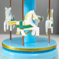 Сувенир музыкальный механический "Карусель 4 лошадки" голубая 9,6х9,6х15,5 см