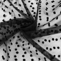 Сетка с флоком &laquo;Горох&raquo;, 150 см, 1 &plusmn; 0,2 м, цвет чёрный