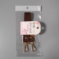 Ручка для сумки из натуральной кожи, с карабинами, 30 &plusmn; 2 см &times; 2,5 см, цвет коричневый/золотой