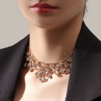 Колье &laquo;Голливуд&raquo; круги в узорах, цвет белый в золоте, 30 см