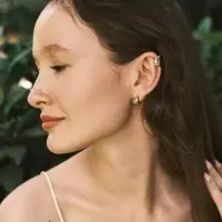 Набор серьги и каффа 3 шт. "Минимализм" тренд, цвет серебро