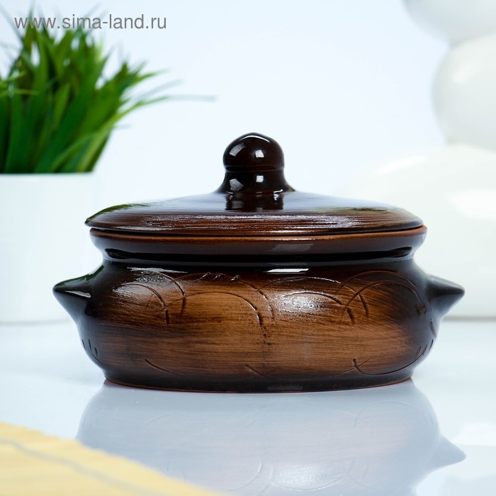 Горшок керамический для запекания Горшок керамический для запекания "Борисовский" 0,7л / 15х9см, старина