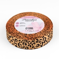 Лента репсовая &laquo;Леопард&raquo;, 25 мм, 23 &plusmn; 1 м, цвет бежевый/чёрный
