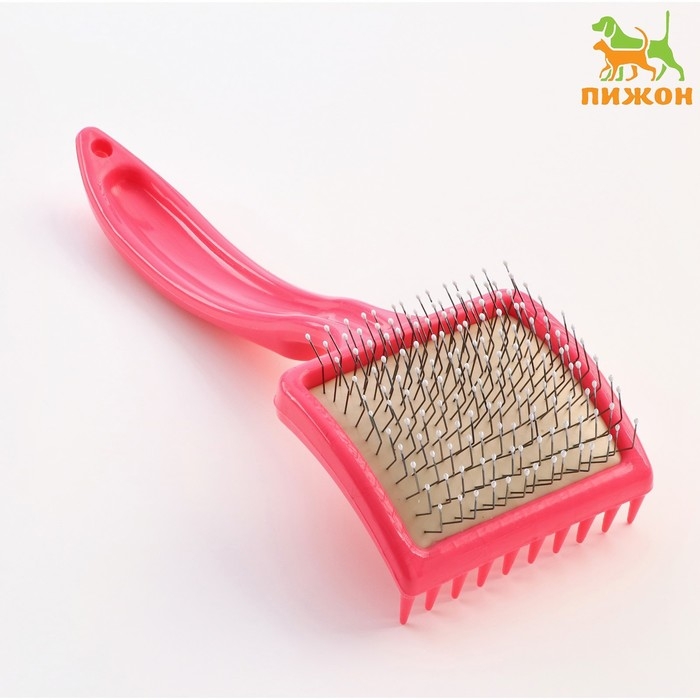 Щётка - пуходёрка средняя жесткая с каплями, основание 59 х 49 мм, розовая Щётка - пуходёрка средняя жесткая с каплями, основание 59 х 49 мм, розовая