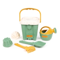 Песочный набор игрушек, 7 предметов: ведро-замок, ситечко, лопатка, грабельки, формочки, лейка