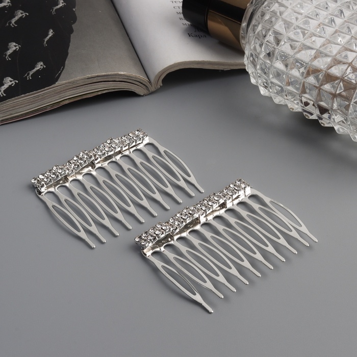 Гребень для волос "Медея" (набор 2 шт) классика нить, 5х4 см, серебро