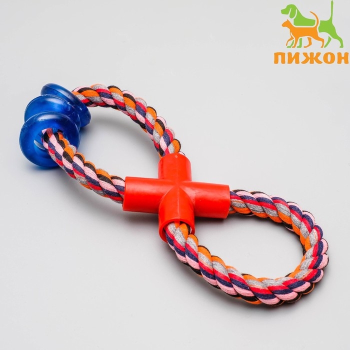Игрушка тренировочная канатная Игрушка тренировочная канатная "Восьмёрка с кольцами", до 25 см, до 140 г, микс цветов