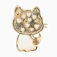 Брошь перламутровый "Котёнок", цвет белый в золоте