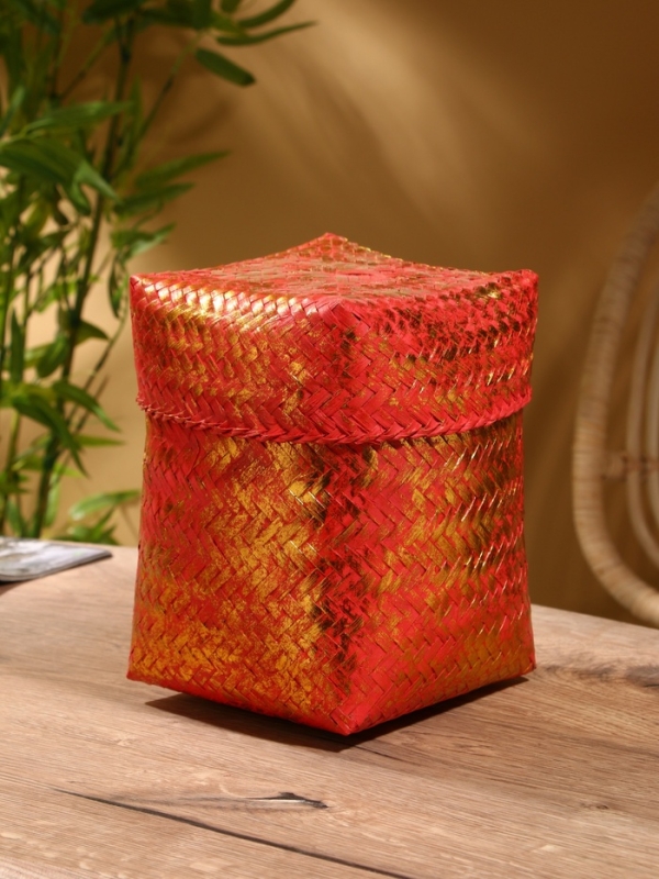 Корзинка плетеная "Голден" 16х16х23 см, розовый