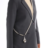 Портупея жемчужная с кулоном &laquo;Ракушка&raquo;, 129 см, белая в серебре