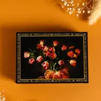 Шкатулка &laquo;Тюльпаны&raquo;, 10&times;14 см, лаковая миниатюра