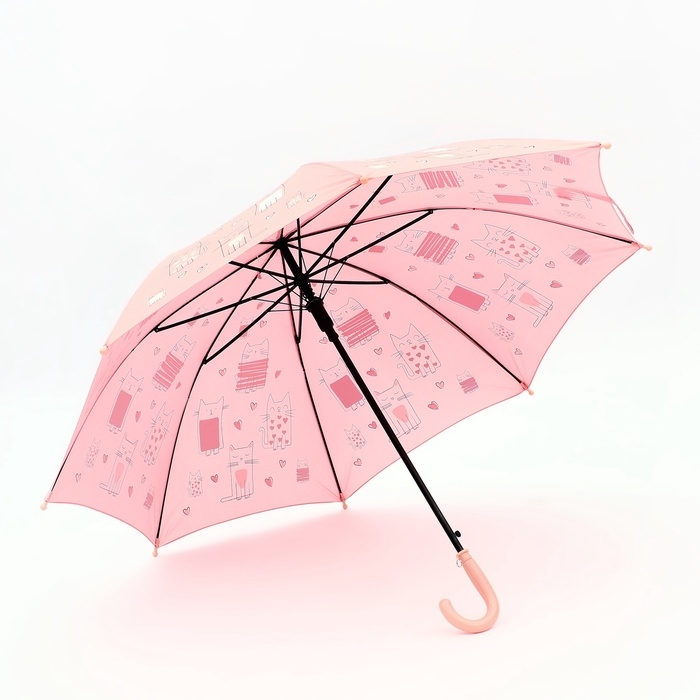Зонт-трость детский п/авт R49/55 П/Э КОТИКИ ручка-крюк МИКС пакет Зонт-трость детский п/авт R49/55 П/Э КОТИКИ ручка-крюк МИКС пакет