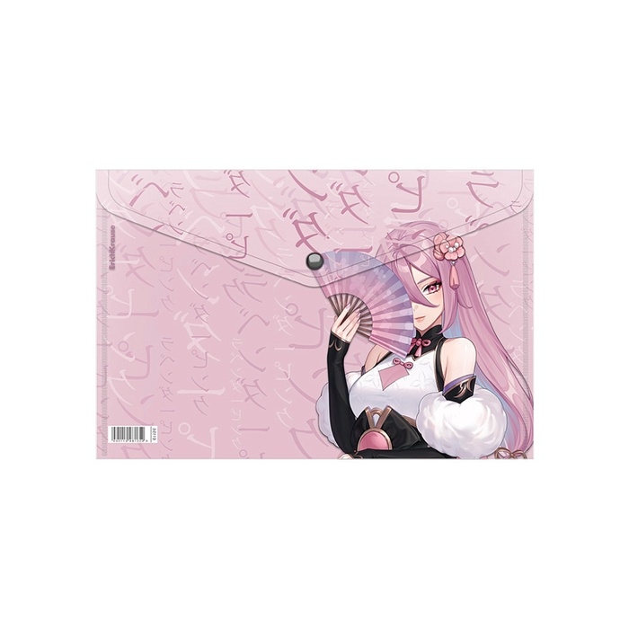 Папка-конверт на кнопке А4, 160 мкм, ErichKrause "Manga Girls", полупрозрачная, глянцевая, микс