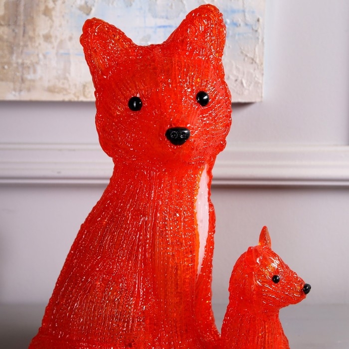 Светодиодная фигура &laquo;Лиса с лисёнком&raquo; 24 &times; 35 &times; 19 см, акрил, 40 LED, 220 В, свечение белое