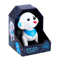 Робот собака &laquo;Милый щенок&raquo;, программируемый, на пульте управления, интерактивный: реагирует на хлопки, звук, свет, на батарейках, на русском языке