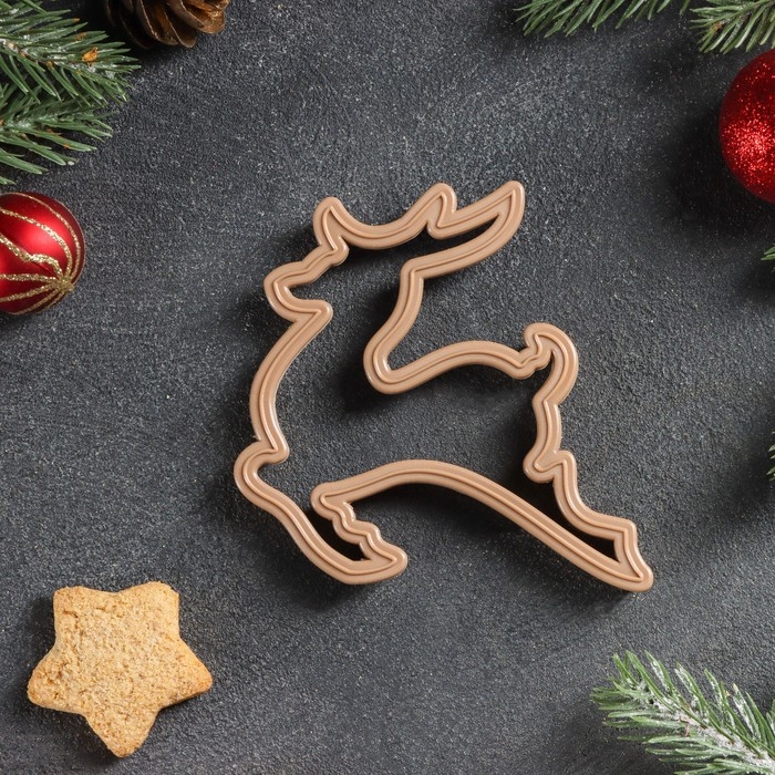 Форма для печенья &laquo;Олень&raquo;, вырубка, штамп, 10&times;10 см, цвет коричневый