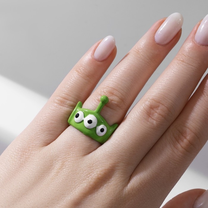 Кольцо «Монстрик» с антенной, цвет зелёный, безразмерное Кольцо «Монстрик» с антенной, цвет зелёный, безразмерное