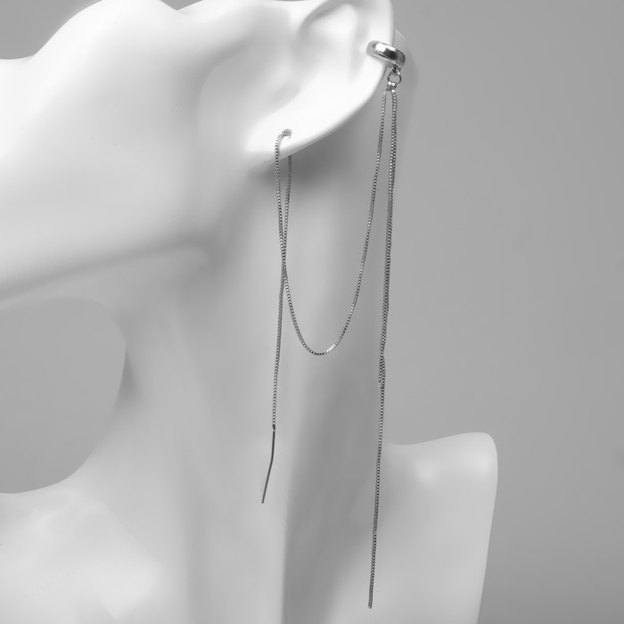 Серьга &laquo;Кафф&raquo; изящность, цвет серебро