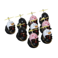 Утка с пропеллером на панель авто с пищалкой, черный, набор 9 шт