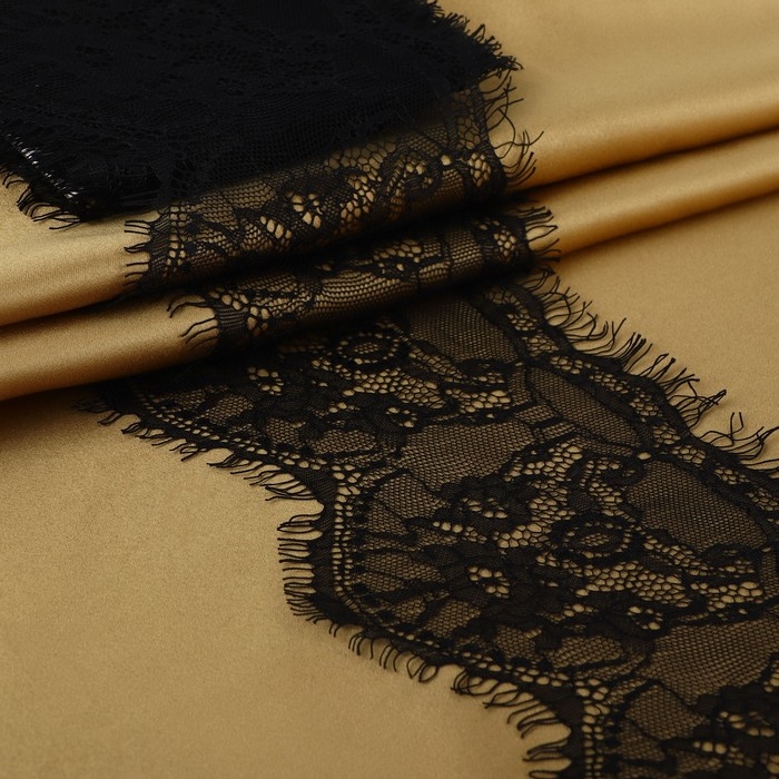 Кружево реснички, 150 мм &times; 3 &plusmn; 0,5 м, цвет чёрный