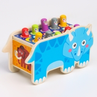 Детский логический центр двусторонний &laquo;Носорог&raquo; 2 в 1 (стучалка, крутилки) 24 &times; 10 &times; 14 см