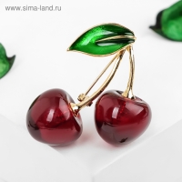 Брошь &laquo;Вишня&raquo; наливная, цвет бордово-зелёный в золоте