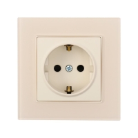 Розетка одноместная TOT Matte Glass, 16 А, скрытая, с з/к, стекло, бежевая