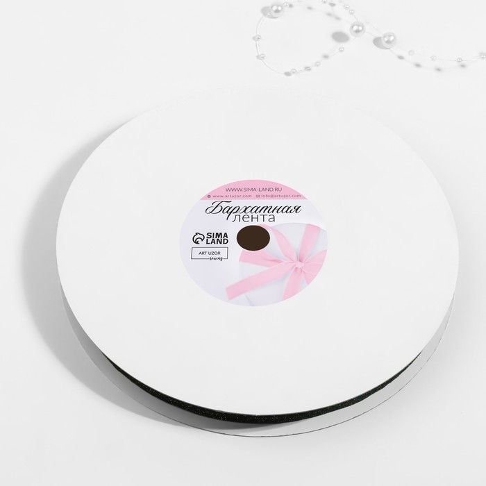 Лента бархатная, с золотым люрексом, 15 мм, 18 &plusmn; 1 м, цвет зелёный №165