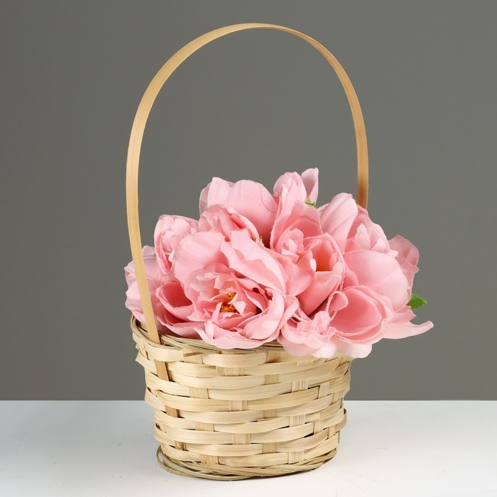 Корзина плетеная, D17 х 9 х 30 см, бамбук Корзина плетеная, D17 х 9 х 30 см, бамбук