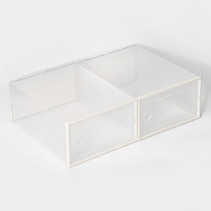 Коробка для хранения обуви с дверцей Доляна Middle size, 24&times;33&times;14 см, 2 шт