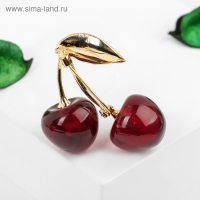 Брошь &laquo;Вишня&raquo; наливная, цвет бордово-зелёный в золоте
