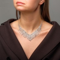 Колье &laquo;Искры&raquo; хаос, цвет белый в серебре, 30 см