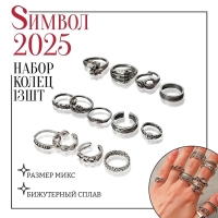 Набор колец 13 штук &laquo;Ассорти&raquo; скелет, змея, размер МИКС, цвет чернёное серебро