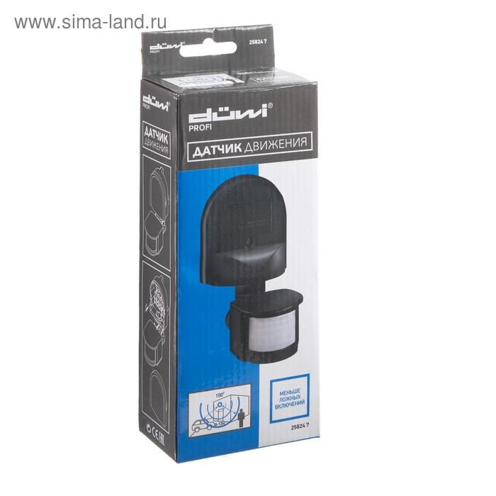 Датчик движения D&uuml;wi DD-01, 180&deg;, 1200Вт, 10-420 с, 5-12 м, 2500Лк, IP44 , настенный, черный