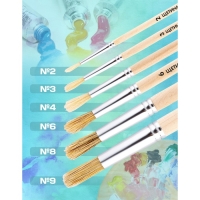 Кисть для рисования, Щетина круглая № 9 (диаметр обоймы 9 мм; длина волоса 28 мм), деревянная ручка, Calligrata