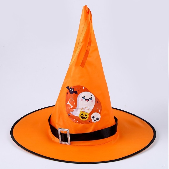 Карнавальная шляпа &laquo;Кошмарное веселье&raquo; оранжевая, с гирляндой
