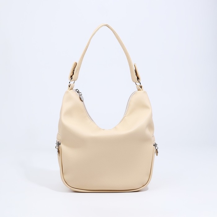 Сумка-мешок на молнии, наружный карман, цвет бежевый Сумка-мешок на молнии, наружный карман, цвет бежевый