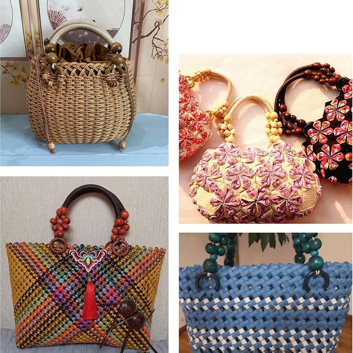 Ручки для сумки, 2 шт, вощёный шнур, 46 &plusmn; 1 &times; 4,5 см, цвет чёрный