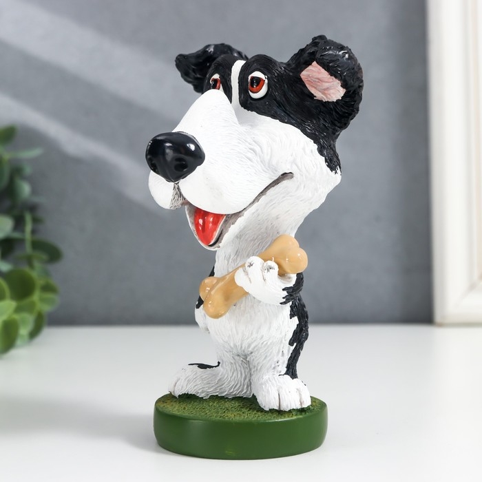 Сувенир полистоун подставка под очки "Пёсик с косточкой" 13,5х8х7,5 см
