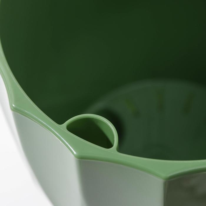 Кашпо для цветов со вставкой &laquo;Флюте&raquo;, 3 л, цвет малахит